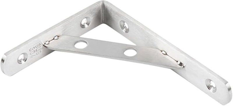 Tehaux 304 Stainless Steel Heavy Duty Wall Shelf Bracket 2 Piece Set Triangular Design - Image 2