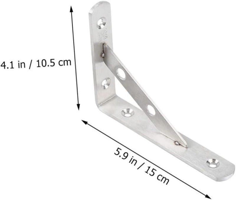 Tehaux 304 Stainless Steel Heavy Duty Wall Shelf Bracket 2 Piece Set Triangular Design - Image 3
