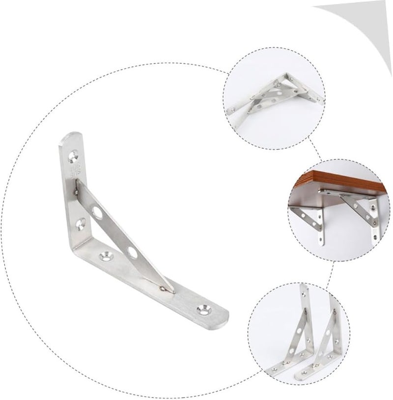 Tehaux 304 Stainless Steel Heavy Duty Wall Shelf Bracket 2 Piece Set Triangular Design - Image 4