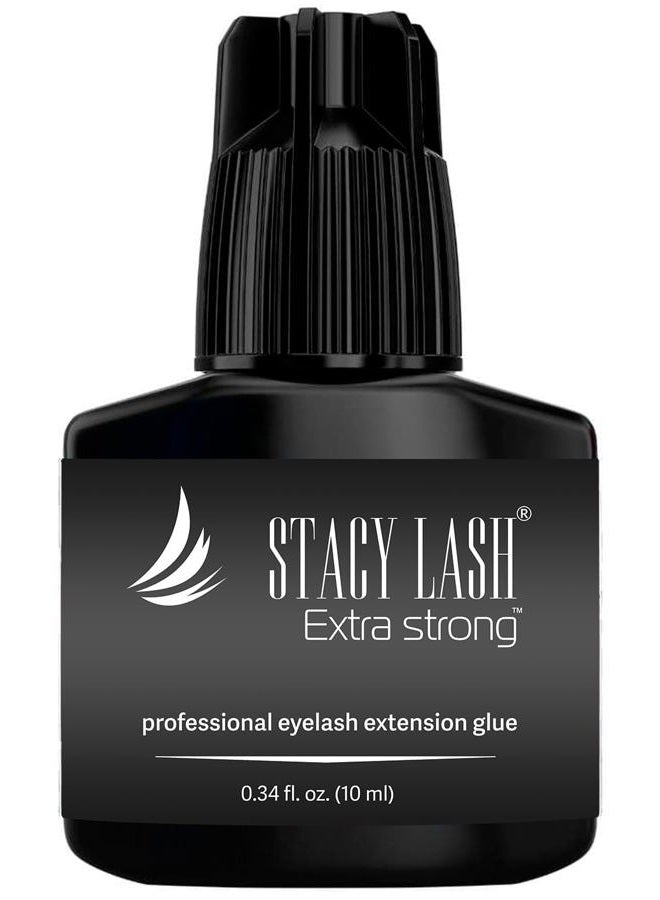 Stacy Lash Extra Strong Eyelash Extension Glue Stacy Lash (0.34 fl.oz / 10 ml) / 0.5-1 Sec Dry/Retention – 8 Weeks/Black Adhesive/Professional Supplies - Image 1