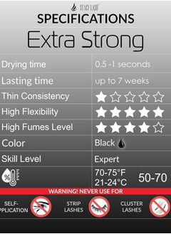 Stacy Lash Extra Strong Eyelash Extension Glue Stacy Lash (0.34 fl.oz / 10 ml) / 0.5-1 Sec Dry/Retention – 8 Weeks/Black Adhesive/Professional Supplies  - Image 3