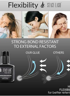 Stacy Lash Extra Strong Eyelash Extension Glue Stacy Lash (0.34 fl.oz / 10 ml) / 0.5-1 Sec Dry/Retention – 8 Weeks/Black Adhesive/Professional Supplies  - Image 5
