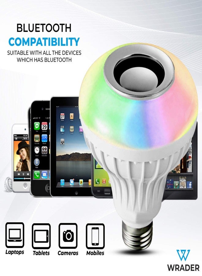 WRADER Bluetooth LED Music Smart Bulb with Wireless Remote for Home, Living Room, Bedrooms, Party Music Bulb Speaker (Single Unit, White) - Image 4