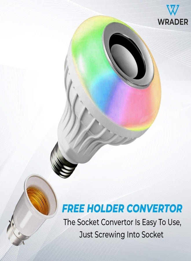 WRADER Bluetooth LED Music Smart Bulb with Wireless Remote for Home, Living Room, Bedrooms, Party Music Bulb Speaker (Single Unit, White) - Image 3