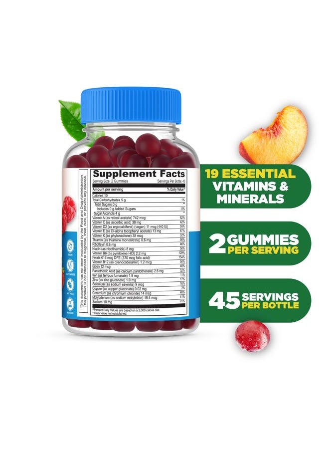 Lifeable Sugar Free Multivitamin for Women - Vegan Great Tasting - w/Vitamin A, C, D, E, B1, B2, Niacin, B5, B6, Folate, B12, Biotin, Iodine, Zinc, Chromium, Ginseng, Lycopene, Inositol - 90 Gummies - Image 2