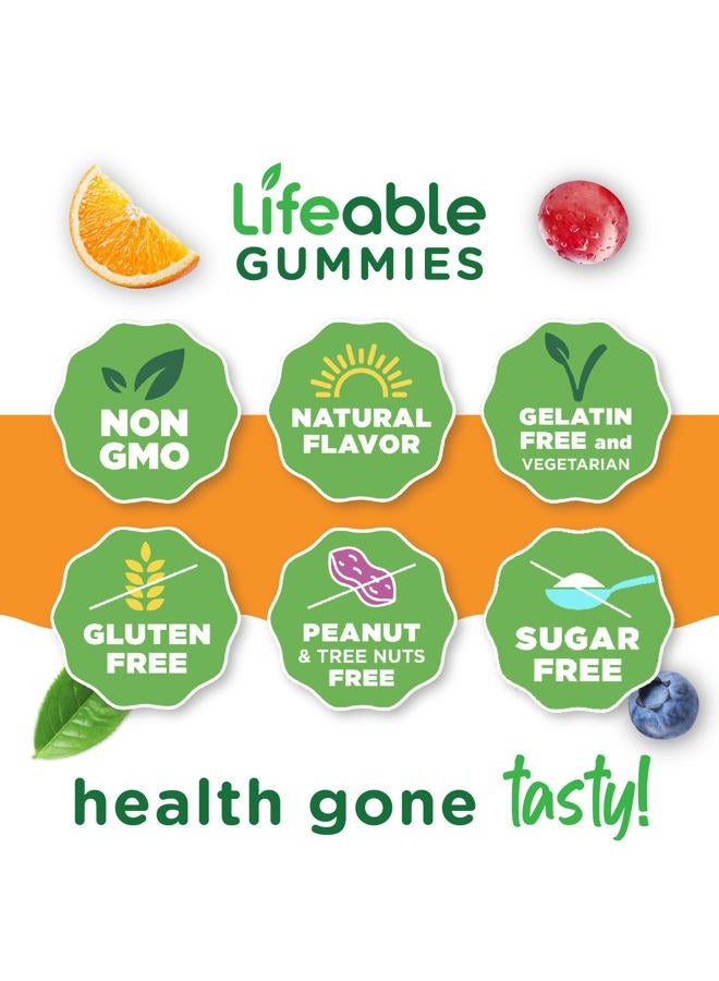 Lifeable Sugar Free Multivitamin for Women - Vegan Great Tasting - w/Vitamin A, C, D, E, B1, B2, Niacin, B5, B6, Folate, B12, Biotin, Iodine, Zinc, Chromium, Ginseng, Lycopene, Inositol - 90 Gummies - Image 4