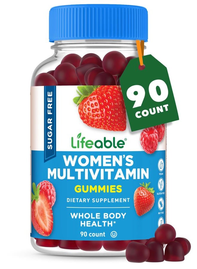 Lifeable Sugar Free Multivitamin for Women - Vegan Great Tasting - w/Vitamin A, C, D, E, B1, B2, Niacin, B5, B6, Folate, B12, Biotin, Iodine, Zinc, Chromium, Ginseng, Lycopene, Inositol - 90 Gummies - Image 1