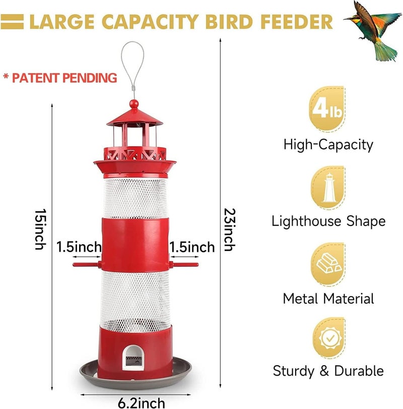MAKINGTEC Bird Feeders for Outdoors Hanging, Squirrel Proof Wild Bird Feeders for Outside, Metal Bird Seed Feeder for Small Birds, 4 lbs Large Capacity for Cardinal, Finch, Sparrow, Blue Jay - Image 2