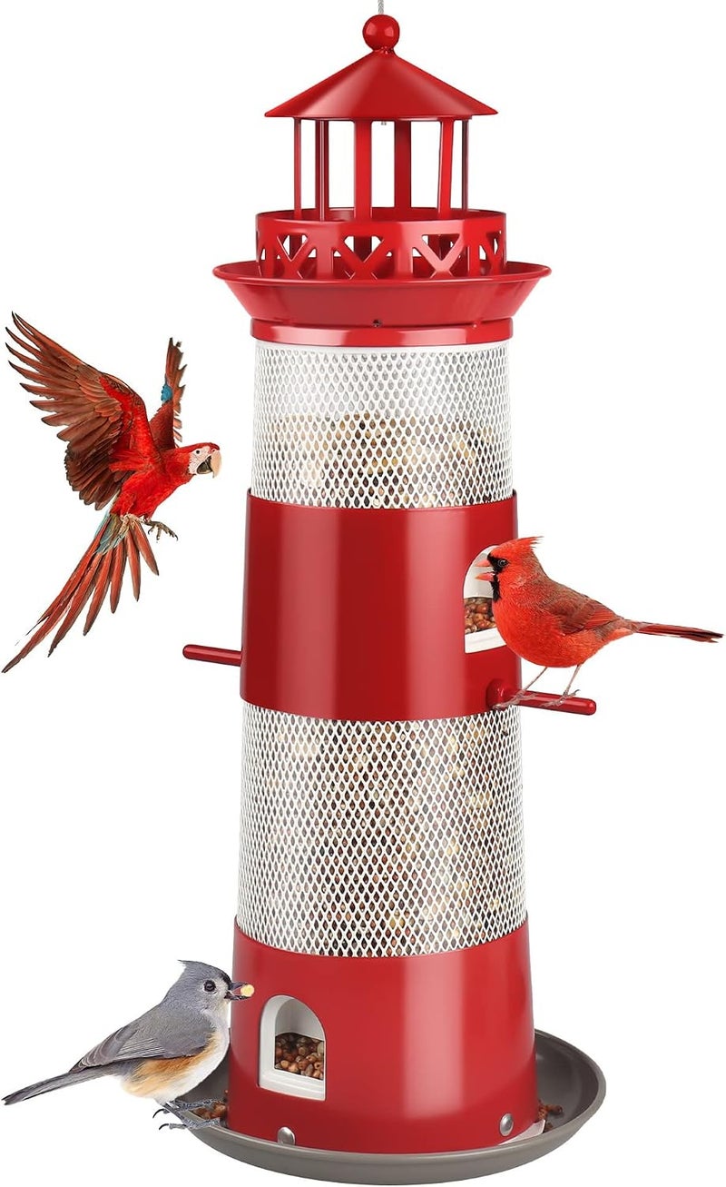 MAKINGTEC Bird Feeders for Outdoors Hanging, Squirrel Proof Wild Bird Feeders for Outside, Metal Bird Seed Feeder for Small Birds, 4 lbs Large Capacity for Cardinal, Finch, Sparrow, Blue Jay - Image 1