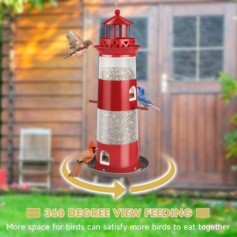 MAKINGTEC Bird Feeders for Outdoors Hanging, Squirrel Proof Wild Bird Feeders for Outside, Metal Bird Seed Feeder for Small Birds, 4 lbs Large Capacity for Cardinal, Finch, Sparrow, Blue Jay - Image 5