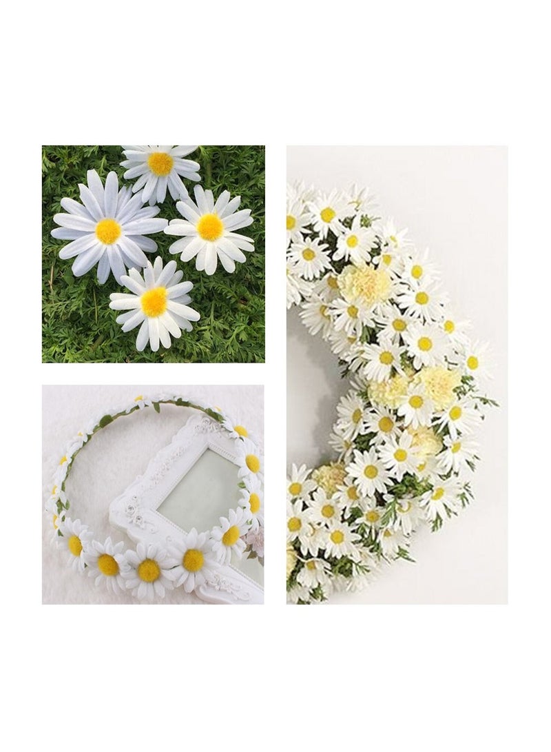 Artificial Daisy, 100 PCS Silk Daisy Heads, Fake Fabric Gerbera, 1.5inch Floral Head, Artificial Gerber Daisy, for Wedding Decoration Home Decoration, DIY Eggs, Beach Bonnet Craft, White