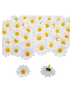 KASTWAVE Artificial Daisy, 100 PCS Silk Daisy Heads, Fake Fabric Gerbera, 1.5inch Floral Head, Artificial Gerber Daisy, for Wedding Decoration Home Decoration, DIY Eggs, Beach Bonnet Craft, White  - Image 2