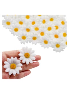 KASTWAVE Artificial Daisy, 100 PCS Silk Daisy Heads, Fake Fabric Gerbera, 1.5inch Floral Head, Artificial Gerber Daisy, for Wedding Decoration Home Decoration, DIY Eggs, Beach Bonnet Craft, White  - Image 1