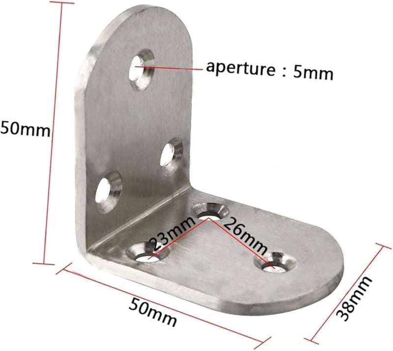 Tehaux 5 حزمة أقواس زاوية فولاذية مقاومة للصدأ مقاس 2 بوصة لأرفف الأثاث - Image 3