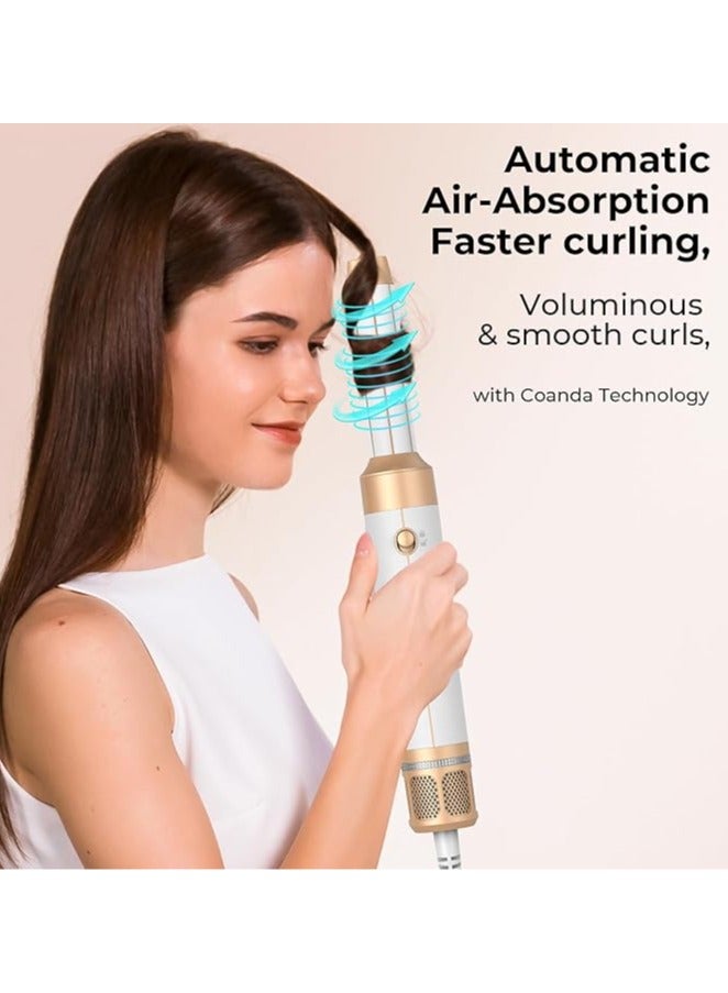 عام مجفف شعر هوائي 7 في 1، مجفف شعر عالي السرعة 110,000 دورة في الدقيقة مع فرشاة مجفف الشعر، فرشاة فرد الشعر، مكواة تجعيد هوائية لليسار واليمين، ملحق مركز - Image 3