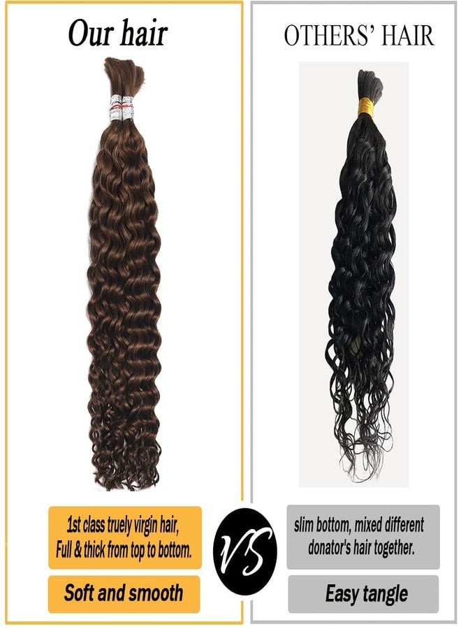 Miss Lee Human Braiding Hair for Boho Knotless Braids Bulk Curly Bundles Human Hair for Micro Braiding Wet and Wavy Water Wave No Weft Human Hair Extension for Box Boho Braids (4#,22inch) - Image 5