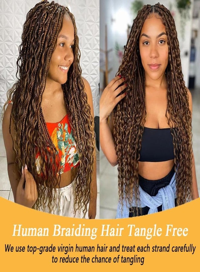 Miss Lee Human Braiding Hair for Boho Knotless Braids Bulk Curly Bundles Human Hair for Micro Braiding Wet and Wavy Water Wave No Weft Human Hair Extension for Box Boho Braids (4#,22inch) - Image 2
