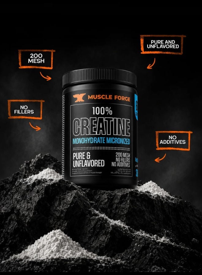ماصل فورج Muscle Forge كرياتين مونوهيدرات نقي 100% بودرة – ميكرونايزد 200 ميش، بدون نكهة، 300 جم / 60 حصة - Image 2