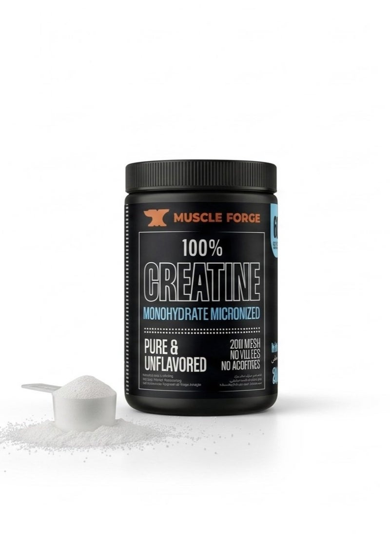 ماصل فورج Muscle Forge كرياتين مونوهيدرات نقي 100% بودرة – ميكرونايزد 200 ميش، بدون نكهة، 300 جم / 60 حصة - Image 1