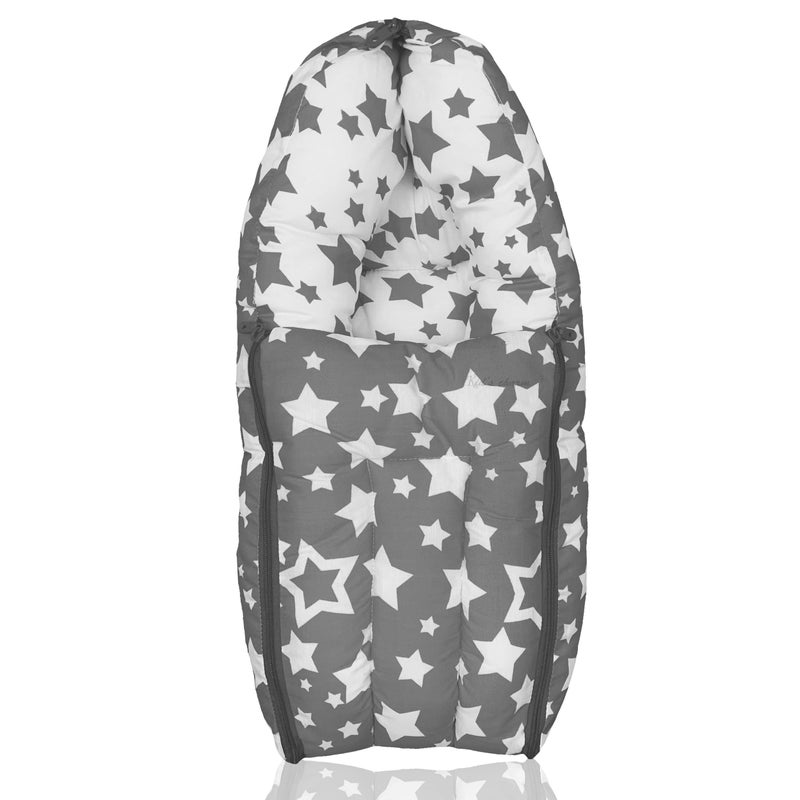 Infans Mini Star-Multi Mini 3 in 1 Baby's Cotton Bed Cum Carry Bed Printed Baby Sleeping Bag-Baby Bed-Infant Portable for Unisex Easily Portable, Light Weight Carry for New Born 0-4 Months Old(Grey) - Image 1