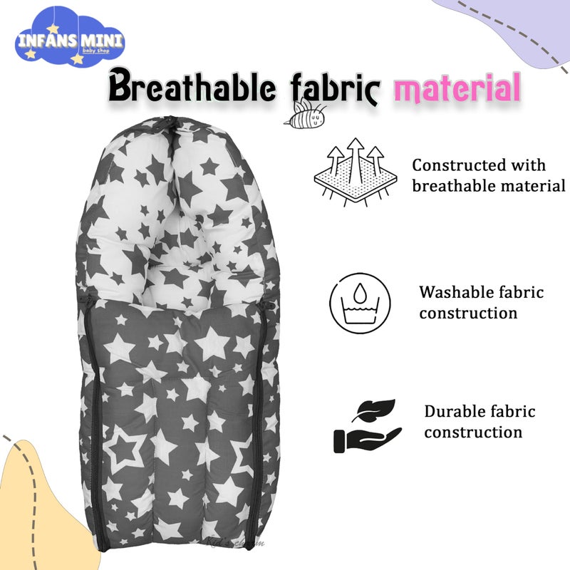 Infans Mini Star-Multi Mini 3 in 1 Baby's Cotton Bed Cum Carry Bed Printed Baby Sleeping Bag-Baby Bed-Infant Portable for Unisex Easily Portable, Light Weight Carry for New Born 0-4 Months Old(Grey) - Image 5