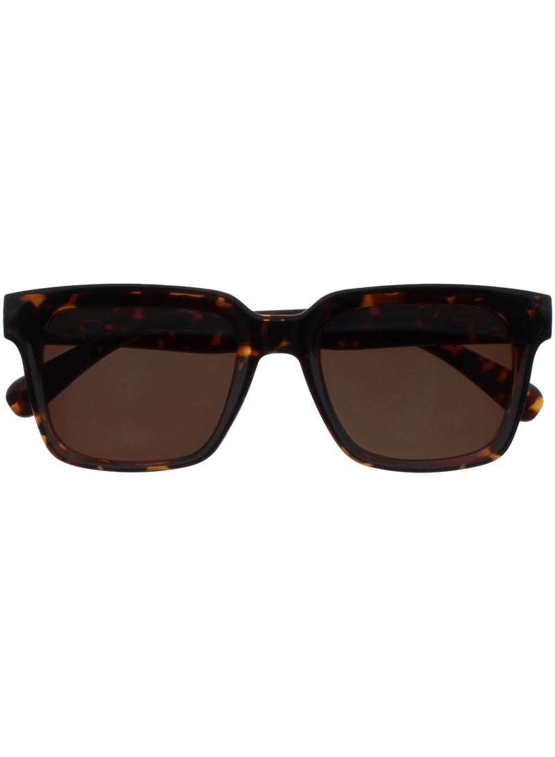 OPULIZE ERA Reading Sunglasses for Men & Women - Brown Tinted Lens - Anti-reflective & Anti-Glare - UV400 Protection - Oversized Rectangular Frame - Spring Hinges - Brown Tortoiseshell +1.00 - Image 1
