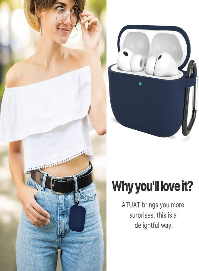 ATUAT Compatible with AirPods Pro 3 Case, Protective Soft Silicone Cover with Keychain Cleaning Kit for Women Men for Apple AirPods Pro 3rd Generation(2025), Front LED Visible, Midnight Blue - Image 5