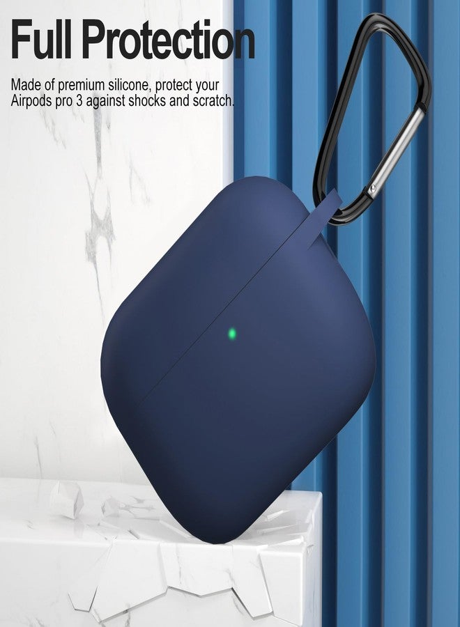 ATUAT Compatible with AirPods Pro 3 Case, Protective Soft Silicone Cover with Keychain Cleaning Kit for Women Men for Apple AirPods Pro 3rd Generation(2025), Front LED Visible, Midnight Blue - Image 2
