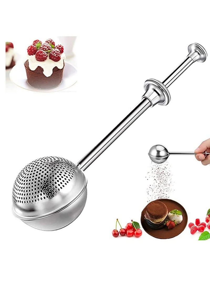 Bakers Dusting Wand for Sugar Flour and Spices, Stainless Steel Flour Duster for Baking, Powdered Sugar Shaker Duster Sifter, Spring-operated Handle for One-handed Operation - Image 1