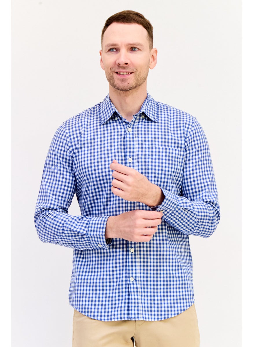 GAP Men Slim Fit Micro Check Long Sleeves Casual Shirt, Multicolor  - Image 1