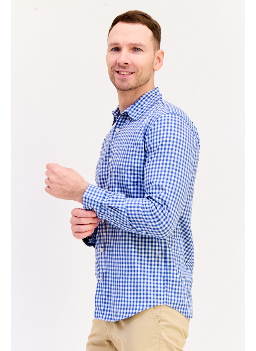 GAP Men Slim Fit Micro Check Long Sleeves Casual Shirt, Multicolor  - Image 3