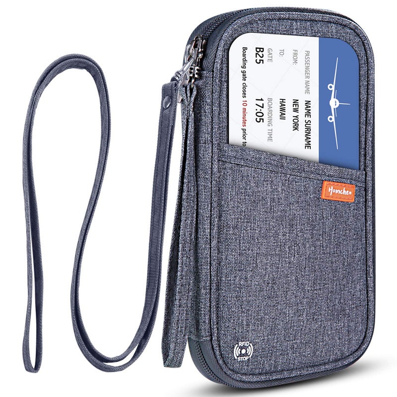 jiemei RFID Family Passport Wallet Holder Waterproof, Travel Document Organizer Credit Card Clutch Bag for Men Women - Image 1