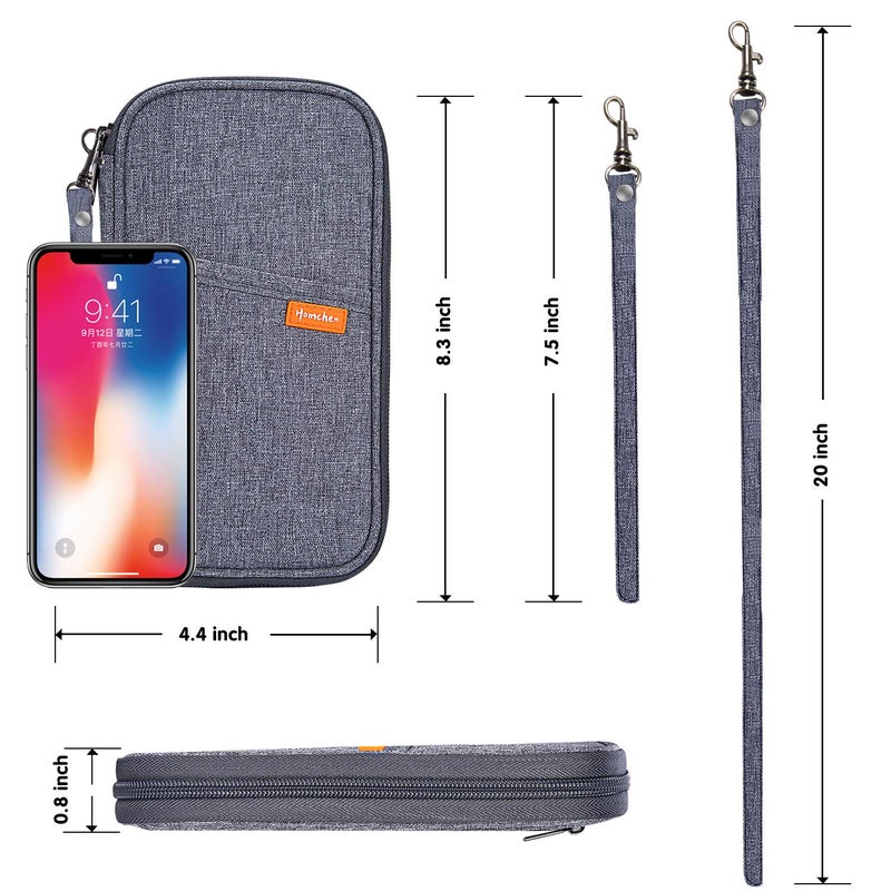 jiemei RFID Family Passport Wallet Holder Waterproof, Travel Document Organizer Credit Card Clutch Bag for Men Women - Image 4