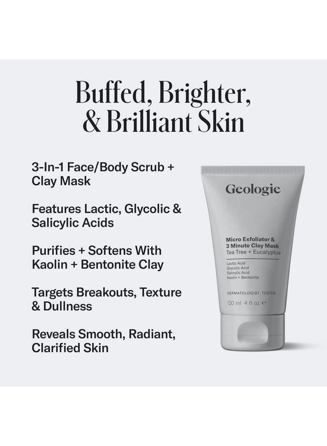 Micro Exfoliator & 3 Minute Clay Mask | Tea Tree + Eucalyptus | 4 Fl Oz