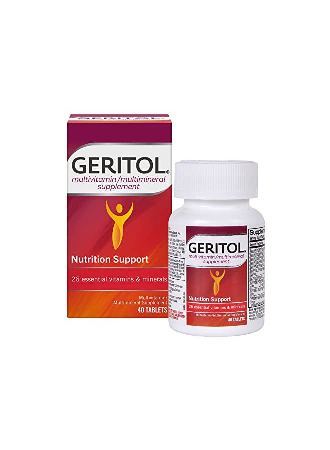 Geritol Geritol, Multivitamin Supplement, Contains B-Vitamins, Antioxidants, Vitamins C, E & D and Iron, 26 Essential Vitamins and Minerals, Gluten-Free, Non-GMO, No Artificial Sweeteners, 40 Tablets  - Image 1
