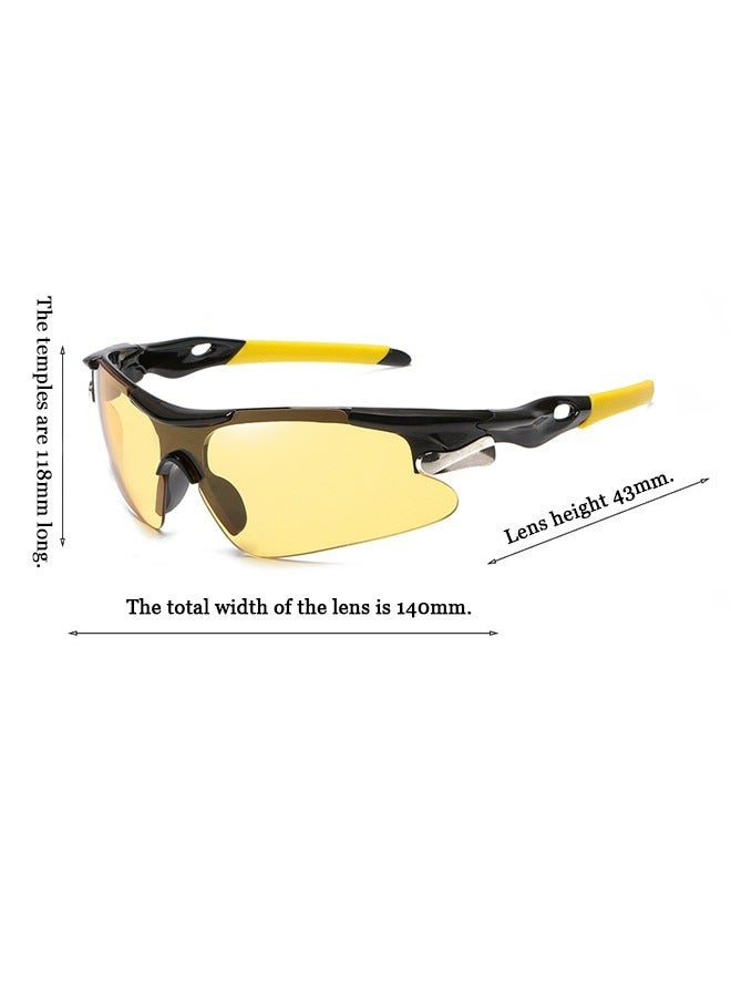 2 Pcs Outdoor Sports UV Protection Half Frame Sunglasses, UV400 Polarized Cycling Safety Sports Sunglasses, Windproof Goggles for Baseball Golf (Yellow) - Image 2