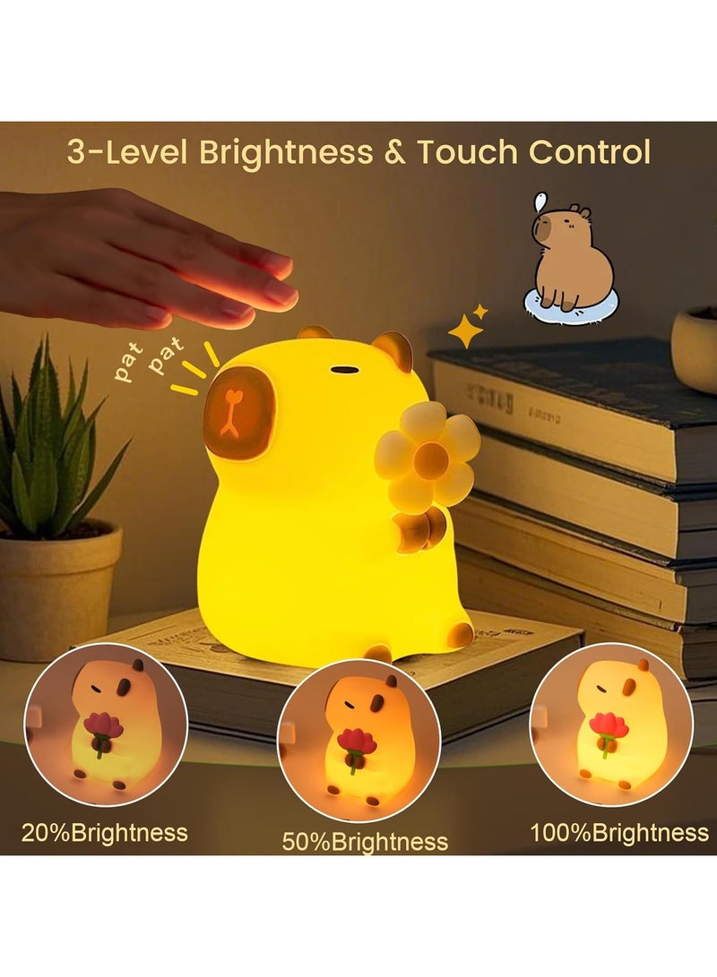 Capybara Nursery night light, 7 color RGB mode, 3 level brightness warm light mode, touch control, 30 minutes automatic shutdown timer, free of BPA and food grade silicone, children's gift - Image 2