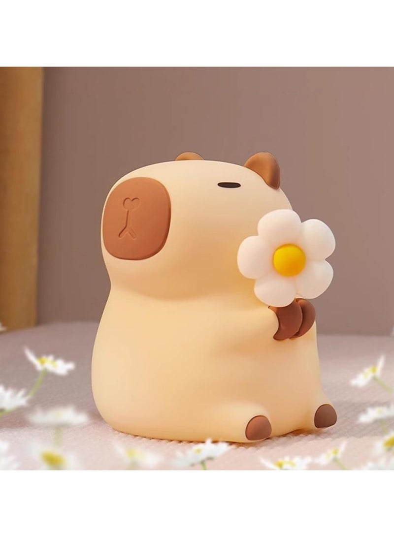 Capybara Nursery night light, 7 color RGB mode, 3 level brightness warm light mode, touch control, 30 minutes automatic shutdown timer, free of BPA and food grade silicone, children's gift - Image 1