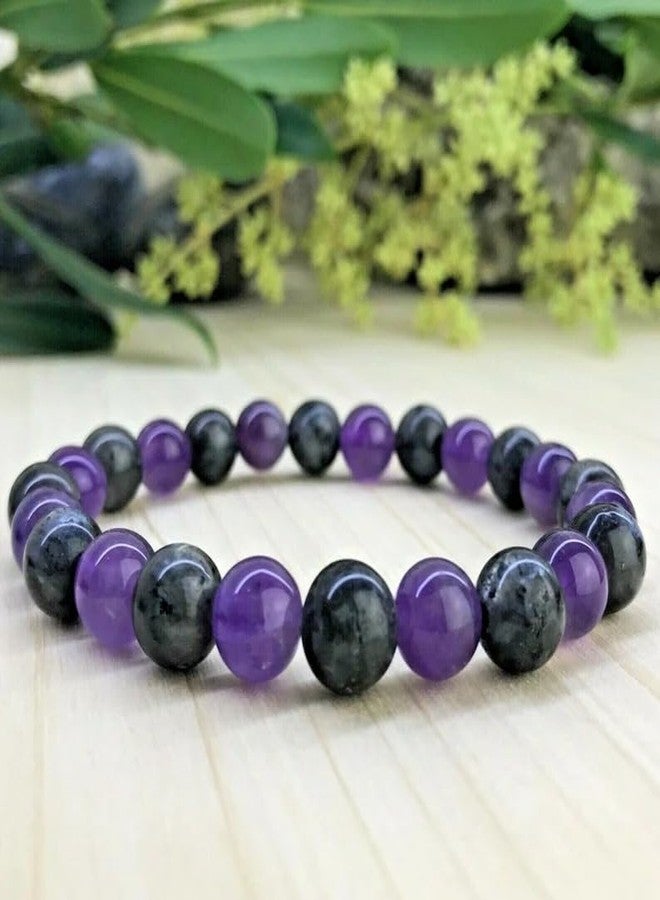 Sukhad Natural Amethyst & Black Stone Beaded Bracelet for Men & Women | Healing Crystal Stretch Bracelet | Unisex Spiritual Energy Bracelet | Meditation & Gift Jewelry - Image 5