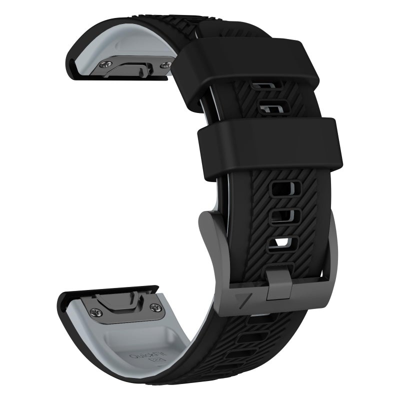 OVERSTEP Compatible with Fenix 5 Watch Band, 22mm Width Soft Silicone Watch Bands for Garmin Fenix 5 Plus/Fenix 6/Fenix 6 Pro/Fenix 7/Fenix 7 Pro/Epix Pro 47mm Smartwatch (Black Red) - Image 2