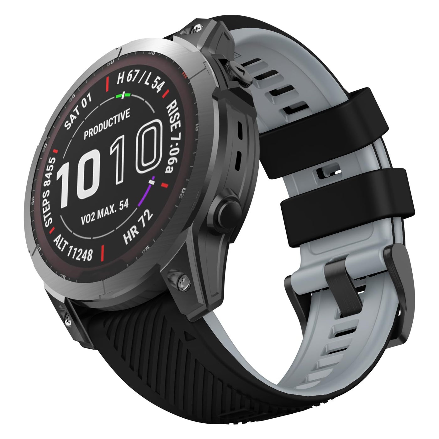 OVERSTEP Compatible with Fenix 5 Watch Band, 22mm Width Soft Silicone Watch Bands for Garmin Fenix 5 Plus/Fenix 6/Fenix 6 Pro/Fenix 7/Fenix 7 Pro/Epix Pro 47mm Smartwatch (Black Red)