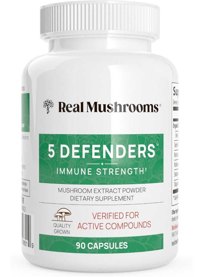 Real Mushrooms 5 Defenders Mushroom Immunity Support Blend, 500G (90 Caps) - Image 1