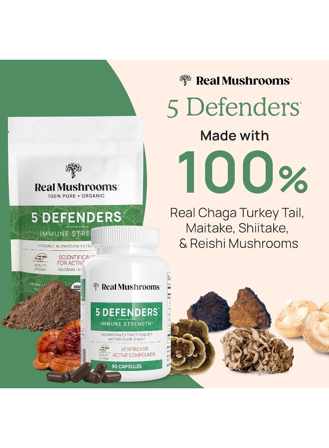 Real Mushrooms 5 Defenders Mushroom Immunity Support Blend, 500G (90 Caps) - Image 2