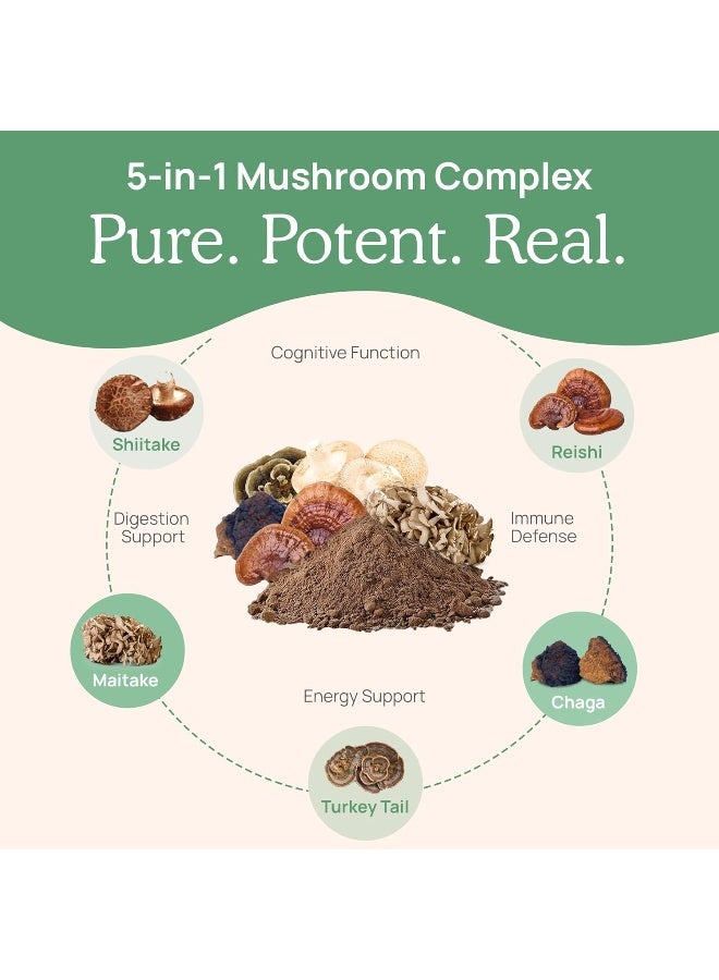 Real Mushrooms 5 Defenders Mushroom Immunity Support Blend, 500G (90 Caps) - Image 4