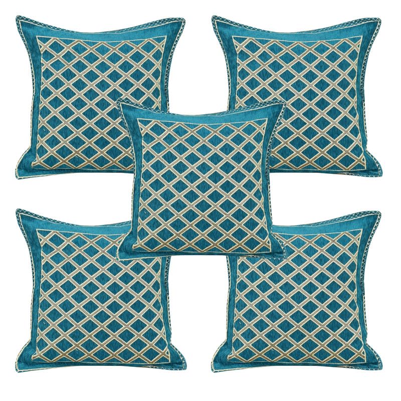Dazzling DECOR Velvet Sofa Cover 5 Seater with 5 Pieces Cushion and 1 Piece Table Cover Sofa Slipcovers for Living Room - Aqua - Image 4