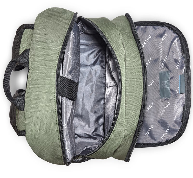 DELSEY PARIS XAVIER Backpack Deep Forest, 15.6 Inch Laptop Backpack, 26L Travel & Work Bag with Laptop Protection, Trolley Sleeve, Bottle Pocket & Organizer Compartments - Image 3
