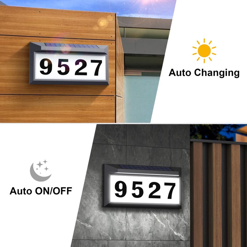 Eyrosa Solar Address Sign, Lighted Address Numbers Outdoor Waterproof, Illuminated LED Address Plaque, House Numbers for Outside, Grey - Image 5