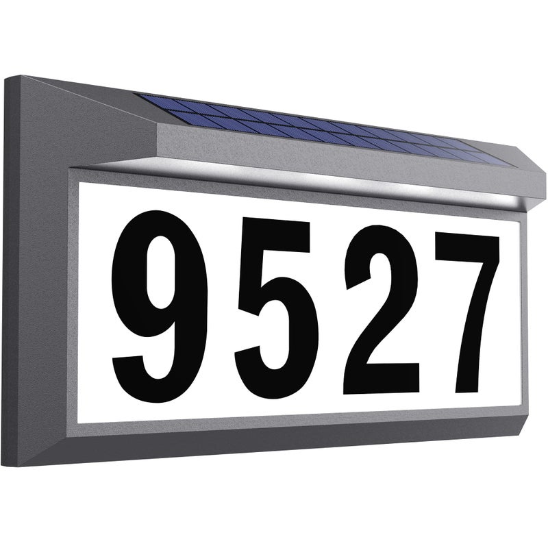 Eyrosa Solar Address Sign, Lighted Address Numbers Outdoor Waterproof, Illuminated LED Address Plaque, House Numbers for Outside, Grey - Image 1