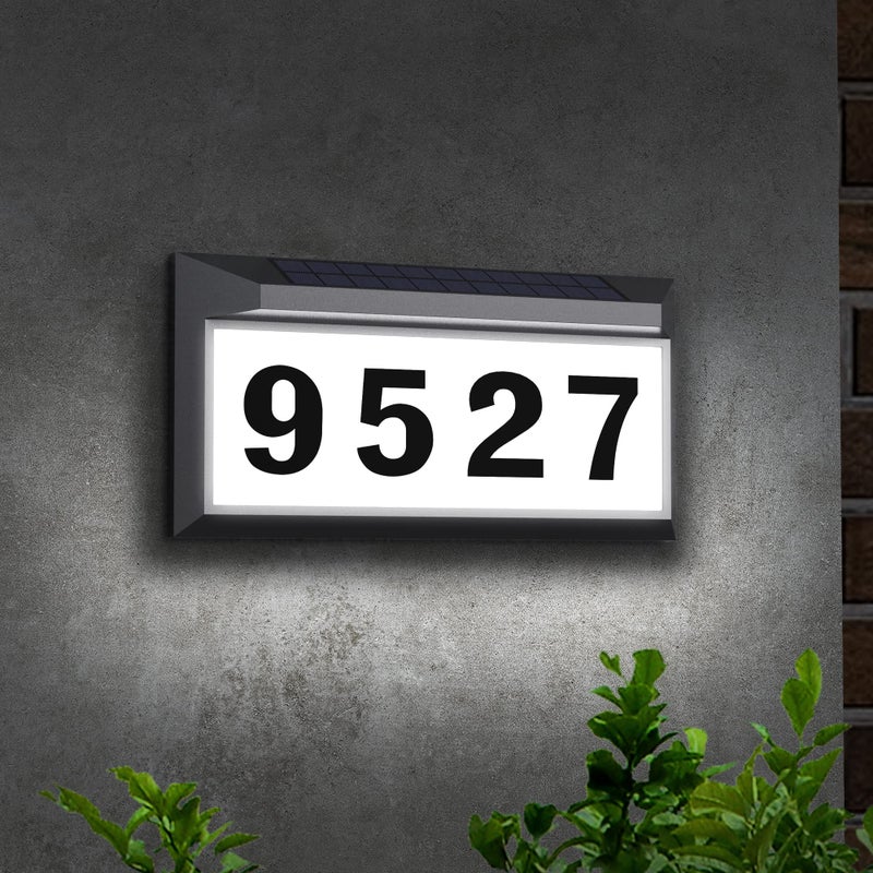 Eyrosa Solar Address Sign, Lighted Address Numbers Outdoor Waterproof, Illuminated LED Address Plaque, House Numbers for Outside, Grey - Image 2