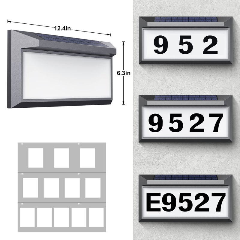 Eyrosa Solar Address Sign, Lighted Address Numbers Outdoor Waterproof, Illuminated LED Address Plaque, House Numbers for Outside, Grey - Image 4